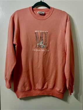 Michigan Graphic Coral Crewneck Sweatshirt - Women’s